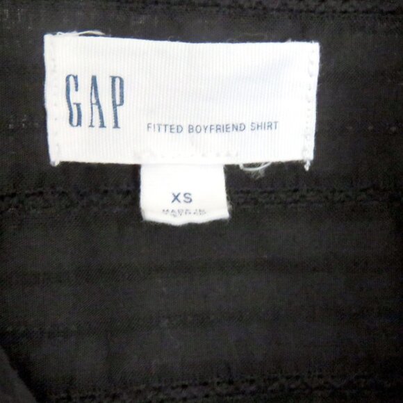 Gap Black Size XS Crinkle Fitted Boyfriend 100% Cotton Button Up Shirt Blouse XS - Picture 5 of 14